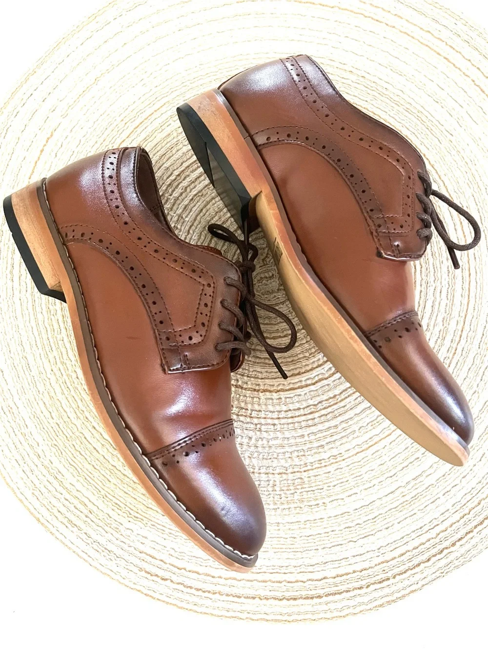 Stacy Adams Two-Tone Brown Leather Cap-Toe Derby